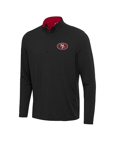 Antigua Men's Black/Scarlet San Francisco 49ers Content Quarter-Zip Pullover Sweatshirt
