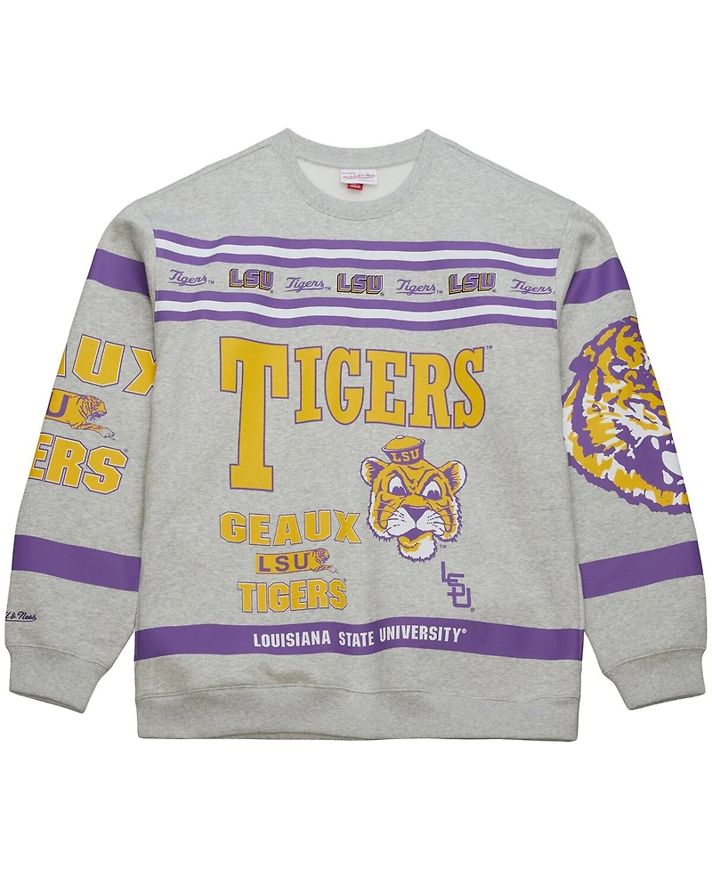 Mitchell & Ness Men's Gray Lsu Tigers All Over Print Sweatshirt