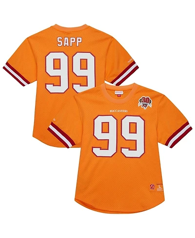 Mitchell & Ness Men's Warren Sapp Orange Tampa Bay Buccaneers Retired Player Name Number Mesh T-Shirt