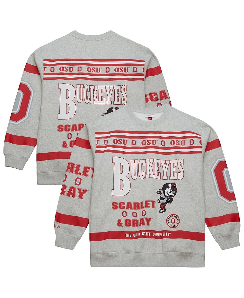 Mitchell & Ness Men's Gray Ohio State Buckeyes All Over Print Sweatshirt
