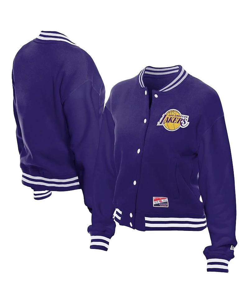 New Era Women's Purple Los Angeles Lakers Throwback Full-Snap Jacket