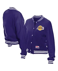 New Era Women's Purple Los Angeles Lakers Throwback Full-Snap Jacket