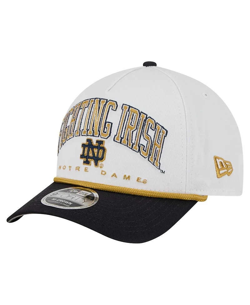 New Era Men's White/Navy Notre Dame Fighting Irish Arch Two-Tone Rope 9FORTY A-Frame M-Crown Adjustable Hat