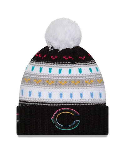 New Era Women's Black Chicago Bears 2025 Nfl Crucial Catch Cuffed Knit with Pom Hat