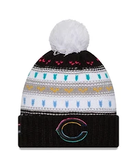 New Era Women's Black Chicago Bears 2025 Nfl Crucial Catch Cuffed Knit with Pom Hat