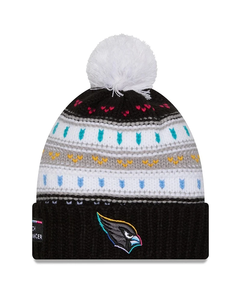 New Era Women's Black Arizona Cardinals 2025 Nfl Crucial Catch Cuffed Knit with Pom Hat
