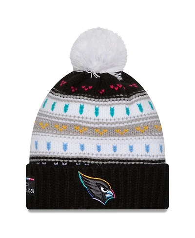 New Era Women's Black Arizona Cardinals 2025 Nfl Crucial Catch Cuffed Knit with Pom Hat