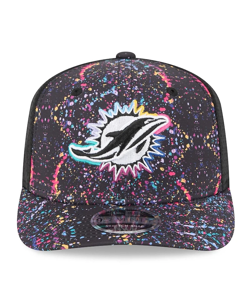 New Era Men's Black Miami Dolphins 2025 Nfl Crucial Catch 9SEVENTY Adjustable Hat