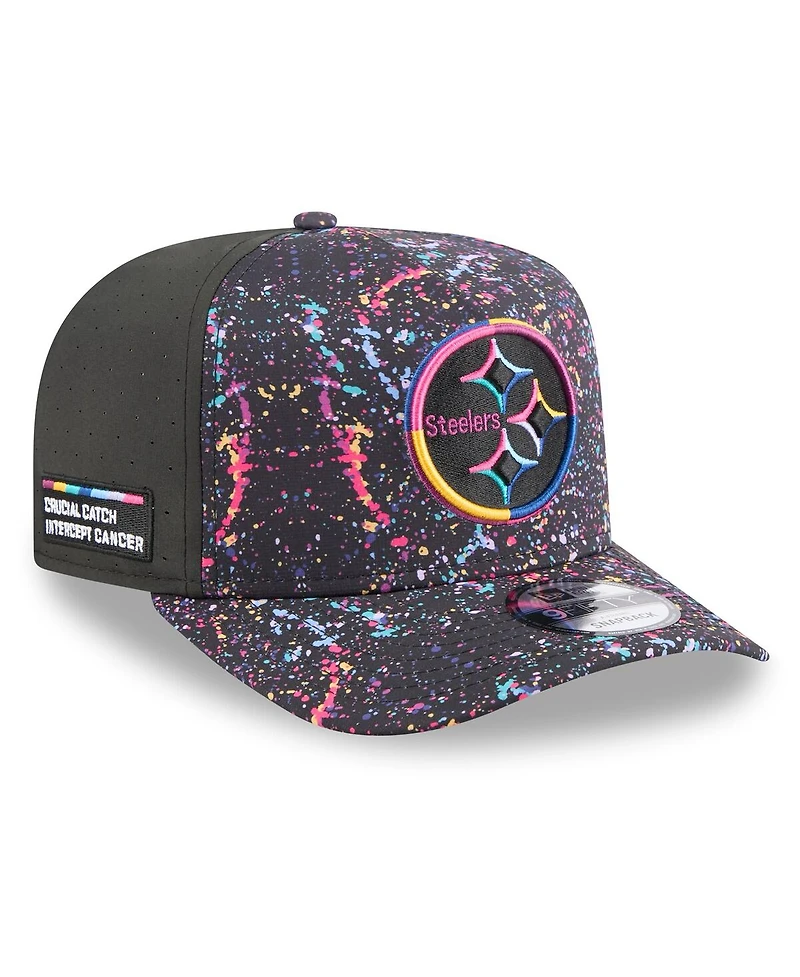 New Era Men's Black Pittsburgh Steelers 2025 Nfl Crucial Catch A-Frame 9FIFTY Snapback Hat