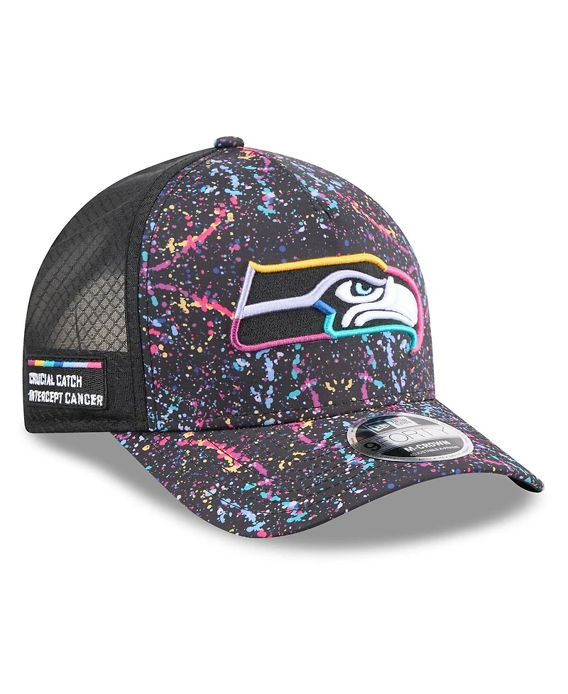 New Era Big Boys and Girls Black Seattle Seahawks 2025 Nfl Crucial Catch 9FORTY Adjustable Hat