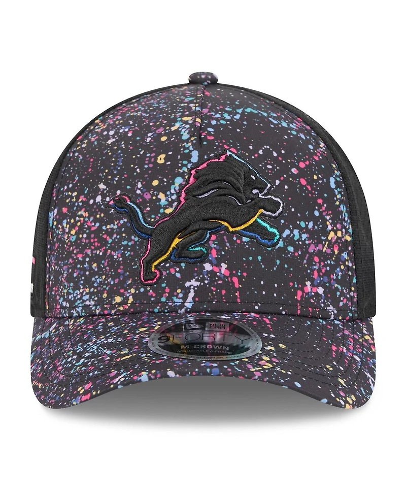 New Era Big Boys and Girls Black Detroit Lions 2025 Nfl Crucial Catch 9FORTY Adjustable Hat