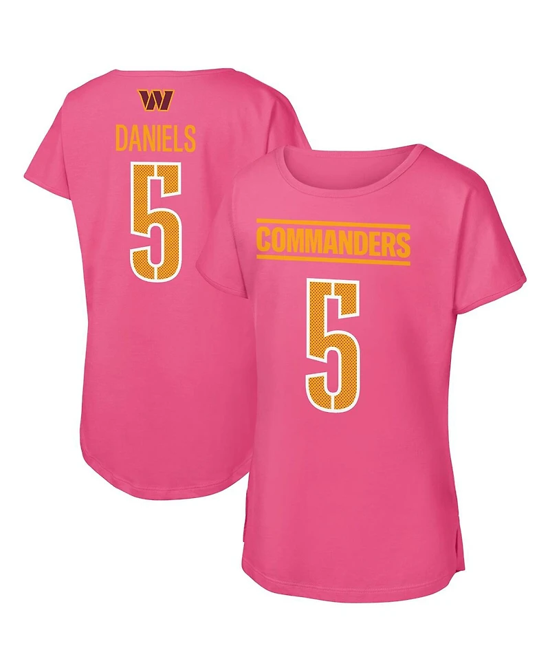 Outerstuff Big Girls Jayden Daniels Pink Washington Commanders Player Name Number T-Shirt