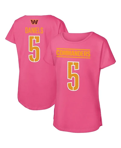 Outerstuff Big Girls Jayden Daniels Pink Washington Commanders Player Name Number T-Shirt