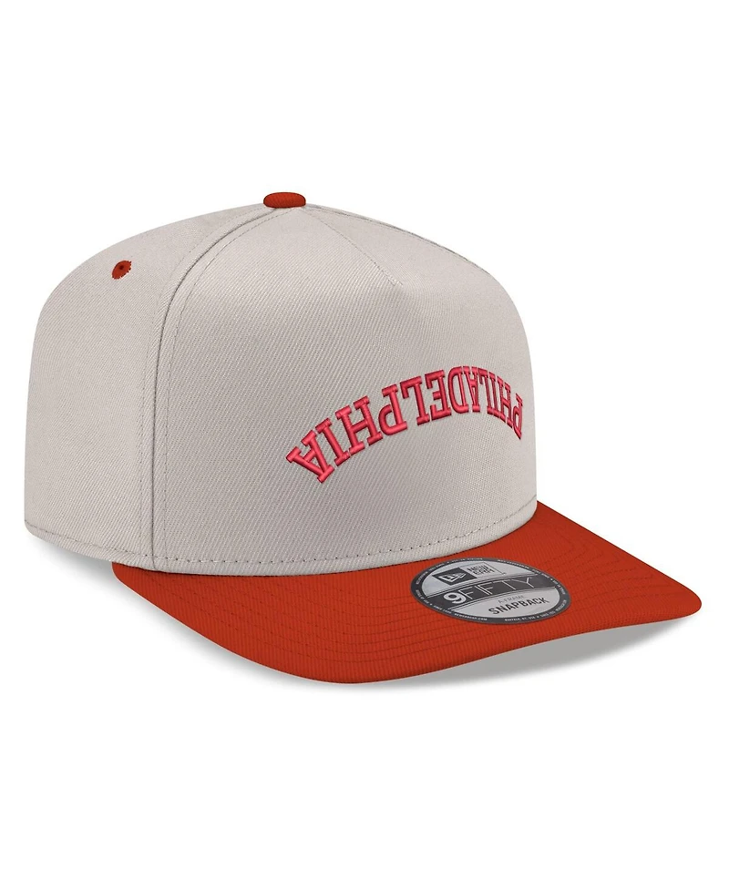 New Era Men's Cream/Red Philadelphia Phillies Upside Down City Name A-Frame 9FIFTY Snapback Hat