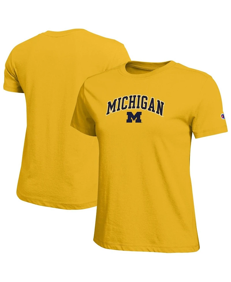 Champion Women's Gold Michigan Wolverines Arched Over Logo T-Shirt