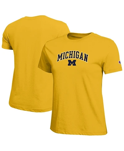 Champion Women's Gold Michigan Wolverines Arched Over Logo T-Shirt