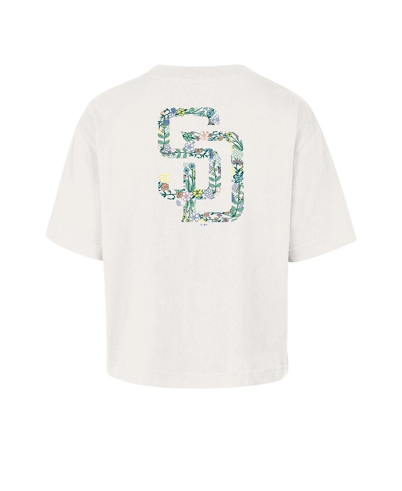 '47 Brand Women's Natural San Diego Padres Full Bloom Cropped T-Shirt