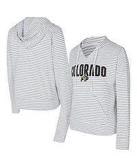 Concepts Sport Men's White/Gray Colorado Buffaloes French Terry Striped V-Neck Pullover Hoodie