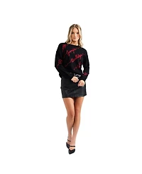 Kadyluxe Women's Black Georgia Bulldogs Love Note Embroidered Pullover Sweater