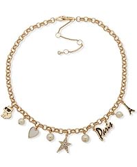 Karl Lagerfeld Paris Multi-Stone Frontal Charm Necklace