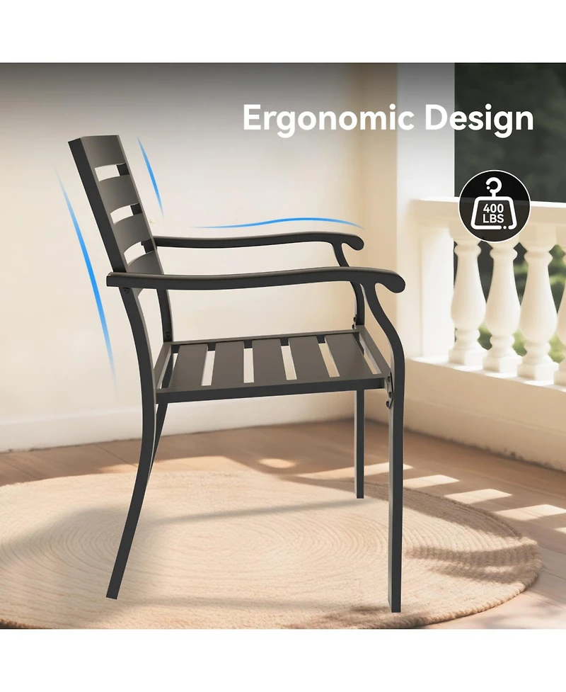 Streamdale Furniture Iron Terrace Dining Chairs - Set of 2, Black Metal Outdoor Chairs