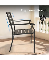 Streamdale Furniture Iron Terrace Dining Chairs - Set of 2, Black Metal Outdoor Chairs