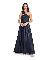 Tahari Asl Women's One-Shoulder Crinkle Gown