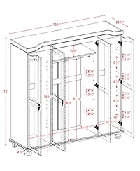 Palace Imports 100% Solid Wood Kyle 4-Door Wardrobe with Raised Panel Doors