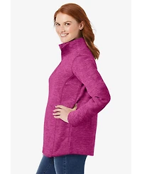 Woman Within Women's Microfleece Quarter-Zip Pullover