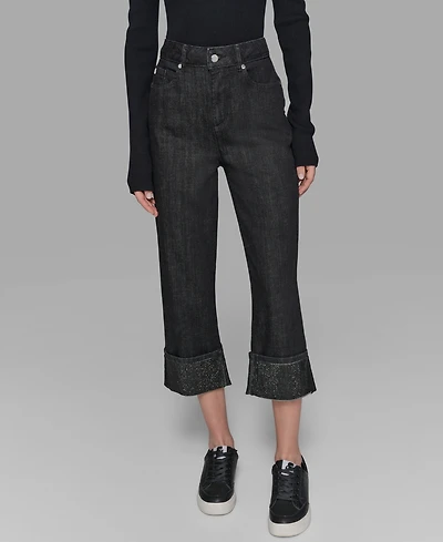 Karl Lagerfeld Paris Women's Crystal Cuff Jeans