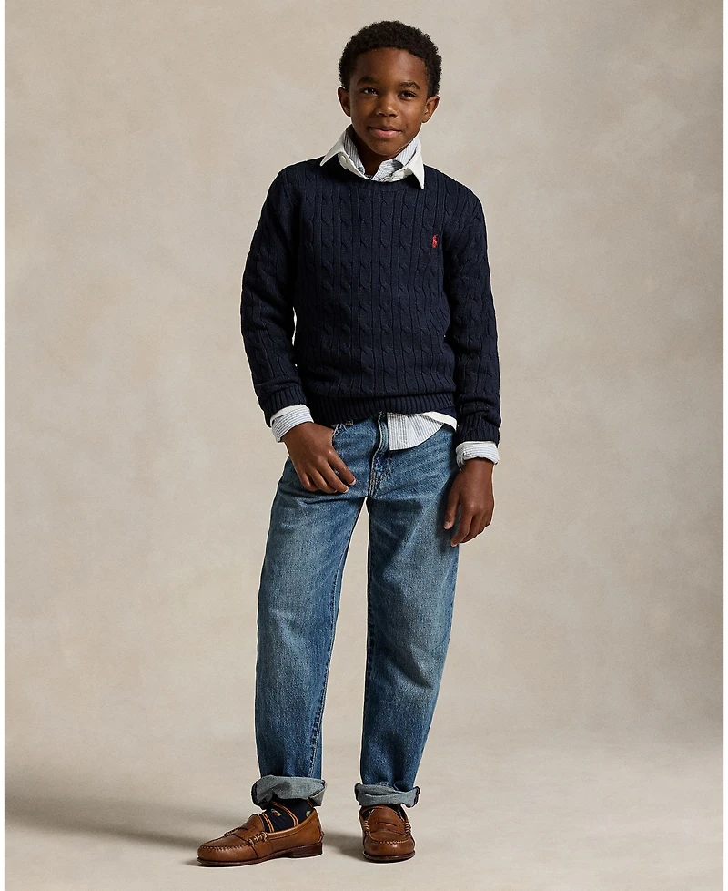 Polo Ralph Lauren Big Boys Cable- Knit Crewneck Sweater