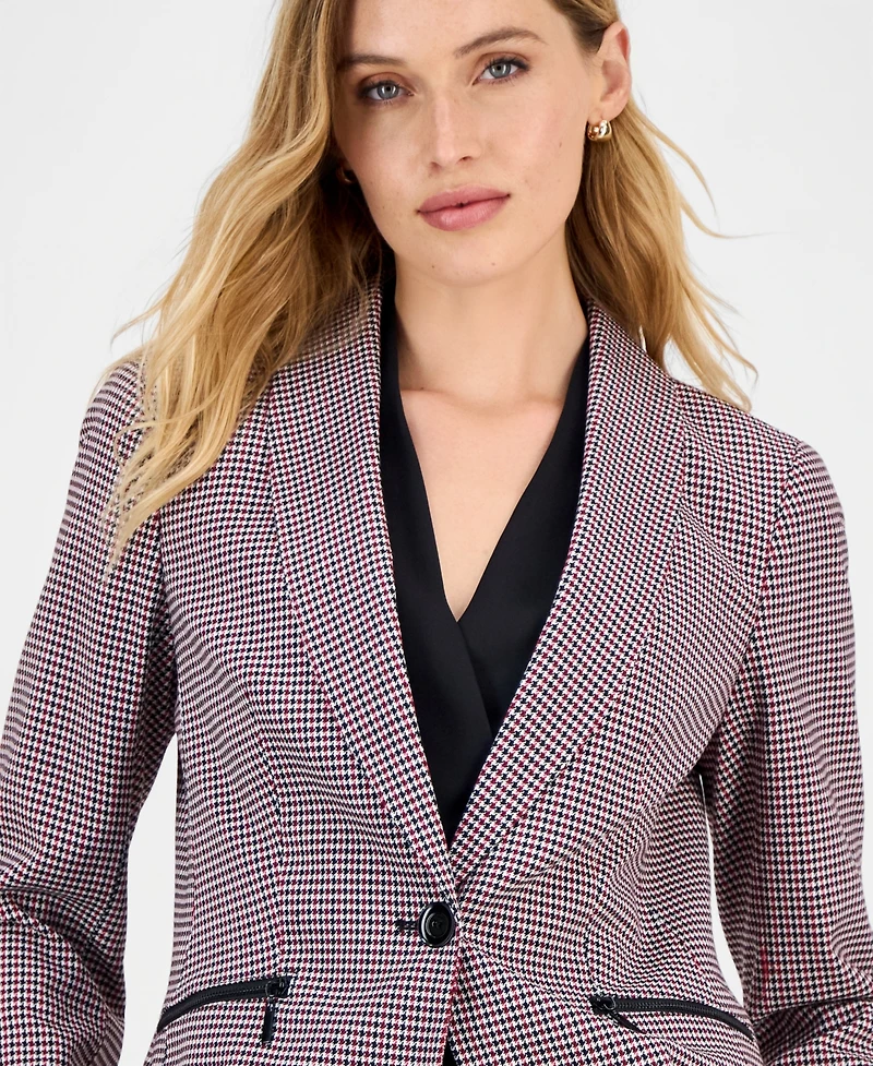 Kasper Women's Houndstooth One-Button Jacket