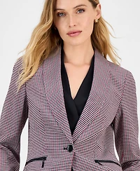 Kasper Women's Houndstooth One-Button Jacket