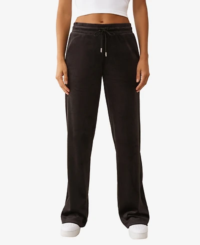True Religion Women's Crystal Velour Straight Leg Pants