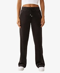 True Religion Women's Crystal Velour Straight Leg Pants