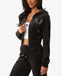 True Religion Women's Crystal Velour Zip Hoodie