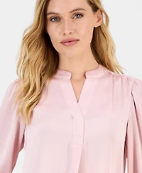 Anne Klein Women's Textured Satin Split-Neck Blouse