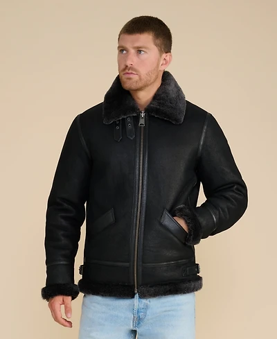 Furniq Uk Men's Suede Shearling Jacket