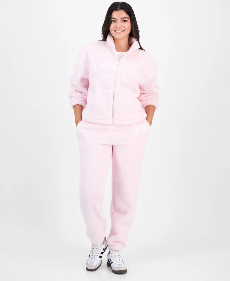 Madden Girl Juniors' Sherpa Fleece Zip-Up Jacket