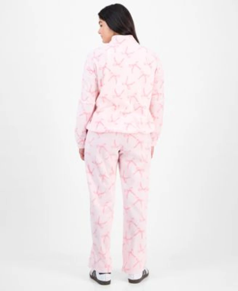 Rebellious One Juniors Paris Bow Print Quarter Zip Fleece Top Paris Bow Print Fleece Sweatpants