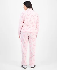 Rebellious One Juniors Paris Bow Print Quarter Zip Fleece Top Paris Bow Print Fleece Sweatpants