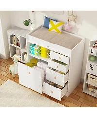 Homsee Changing Table With 5-Drawers,Kids Dresser with Shelf