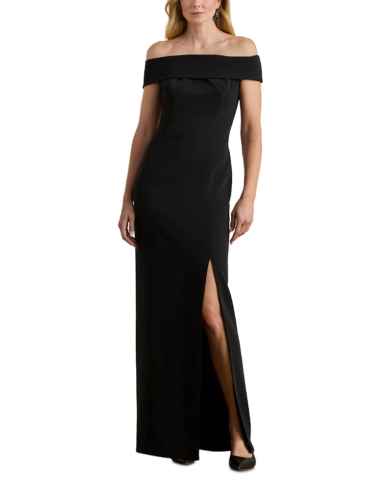 Lauren Ralph LaurenCrepe Off-the-Shoulder Gown