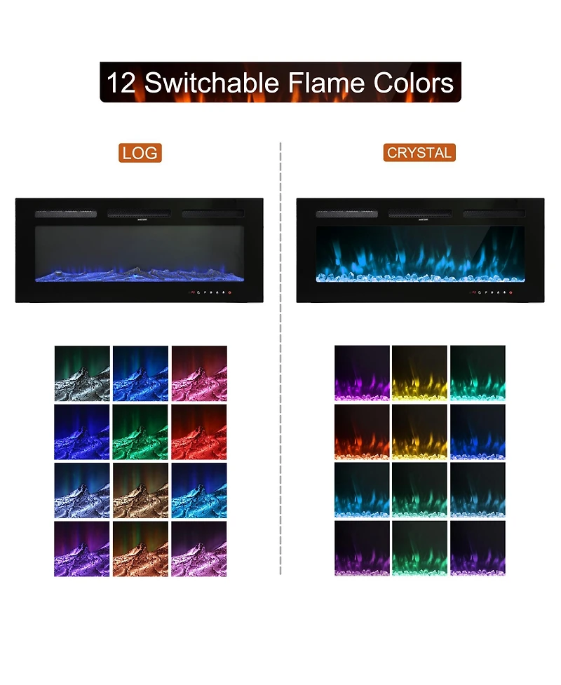 42''Classic Built-in or Wall-Mounted Direct Vent Electric Fireplace