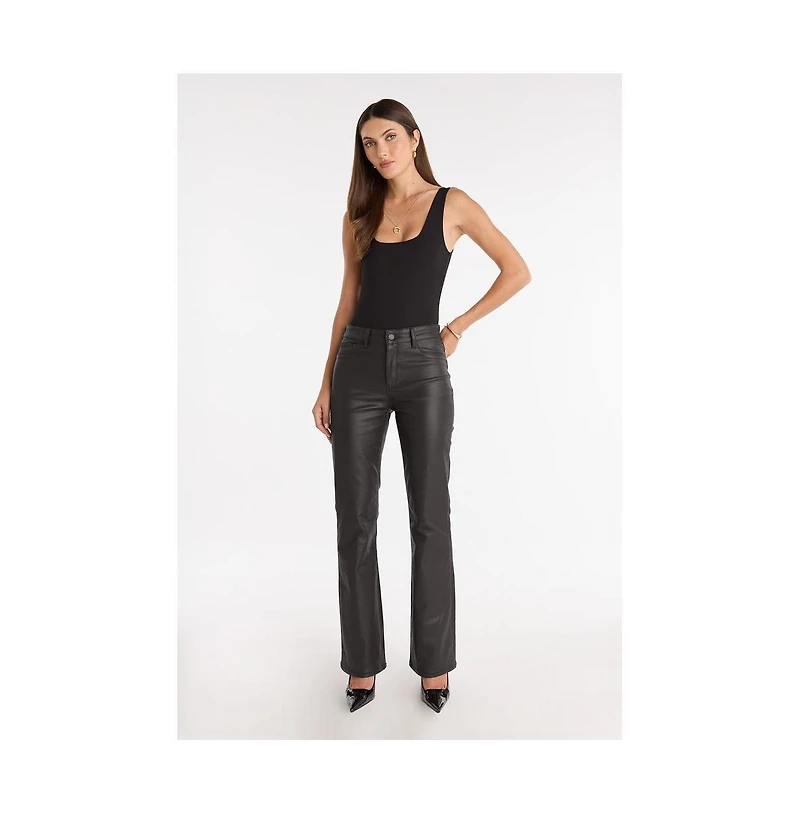 The Noli Shop Women's Aria Coated Flare Jean - Sangria