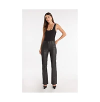 The Noli Shop Women's Aria Coated Flare Jean - Sangria