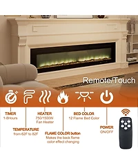 72''Classic Built-in or Wall-Mounted Direct Vent Electric Fireplace