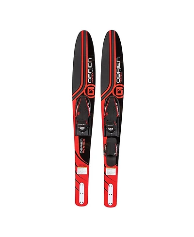 OBrien Vortex Combo 65.5 Inch Adult Mens Size 4.5-13 Wide Body Water Skis, Red
