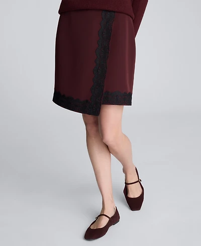 Kenneth Cole Women's Lace Trim Asymmetric Wrap Skirt