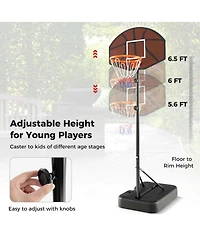 Basketball Hoop 5.6-6.5 Ft Height Adjustable for Kids with Shatterproof Backboard